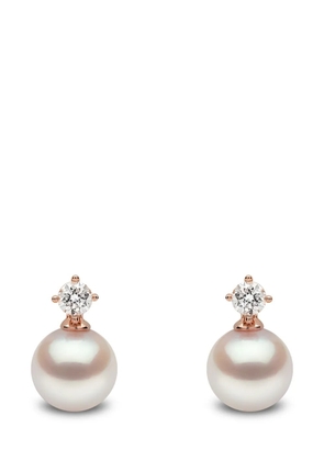Yoko London 18kt rose gold Akoya pearl and diamond earrings - Pink