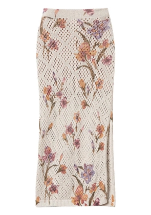 TWINSET floral-print midi skirt - White