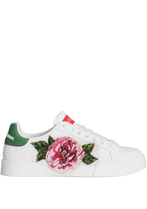 Dolce & Gabbana floral-appliqué sneakers - White