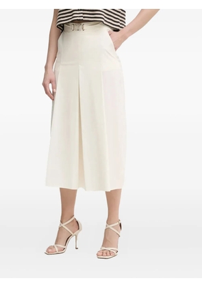 TWINSET pleated belted midi skirt - White