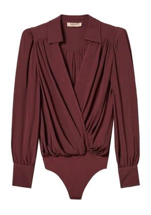 TWINSET wrap-effect puff-sleeve bodysuit - Red
