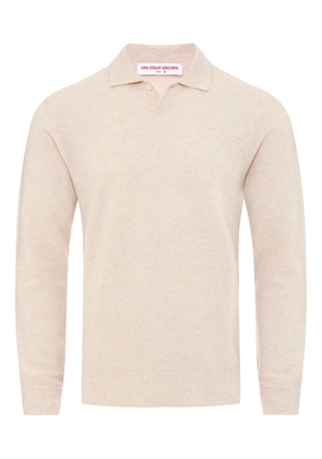 Orlebar Brown Bruno longsleeved cashmere polo shirt - Neutrals
