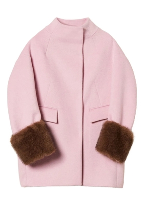 TWINSET faux-fur cuffed single-breasted coat - Pink