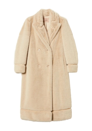 TWINSET double-breasted faux-fur coat - Neutrals