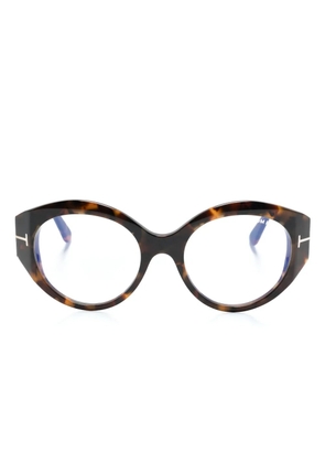 TOM FORD Eyewear tortoiseshell oval-frame glasses - Brown