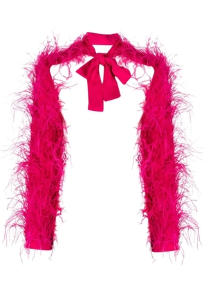 Cult Gaia tie-neck long-sleeved feather jacket - Pink