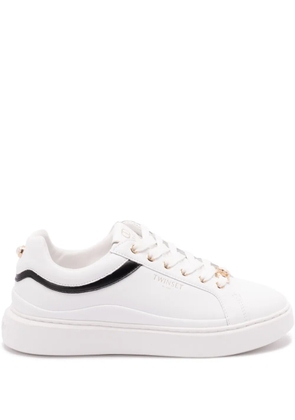 TWINSET leather-trimmed lace-up low-top sneakers - White