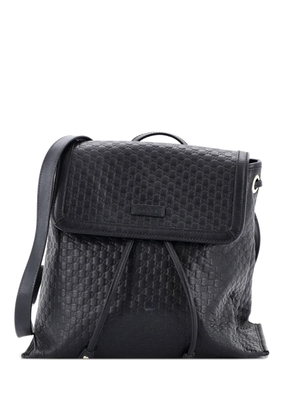 Gucci Pre-Owned Drawstring Flap Microguccissima Leather Medium backpack - Black