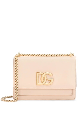 Dolce & Gabbana logo-plaque leather crossbody bag - Pink