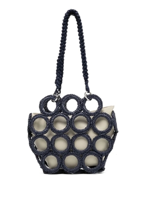 0711 interwoven-hoop detail tote bag - Blue