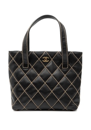 CHANEL Pre-Owned 2003-2004 Small CC Quilted Calfskin Wild Stitch tote bag - Black