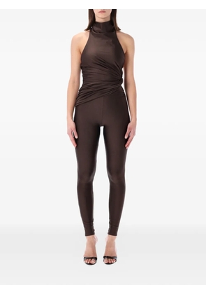 THE ANDAMANE Tatiana halterneck twisted jumpsuit - Brown