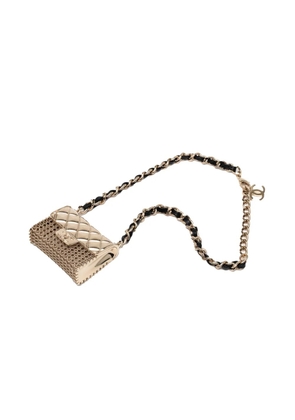 CHANEL Pre-Owned 2021 Gold Plated CC Quilted Flap Bag Pendant Necklace costume necklace