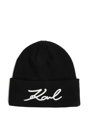 Karl Lagerfeld Signature beanie hat - Black