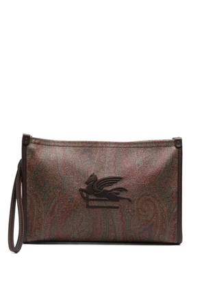 ETRO Paisley Pegasus cotton clutch bag - Brown