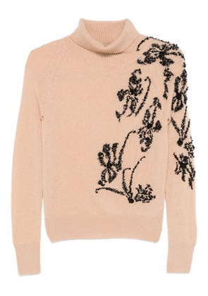 Ermanno Scervino floral roll-neck sweater - Brown