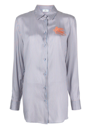 ETRO logo-embroidered silk shirt - Blue