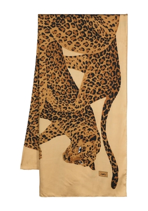 Saint Laurent Pre-Owned 1980s tiger-print silk scarf - Neutrals