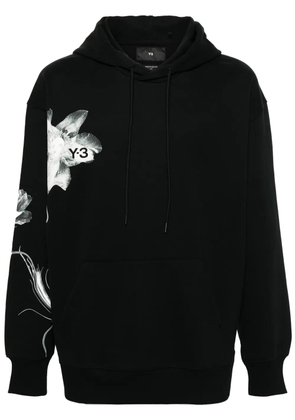 Y-3 floral-print drawstring hoodie - Black