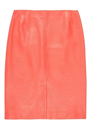 Bally textured-leather midi skirt - Orange