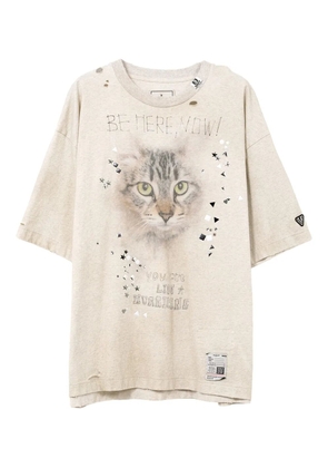 Maison MIHARA YASUHIRO cat-print distressed T-shirt - Grey