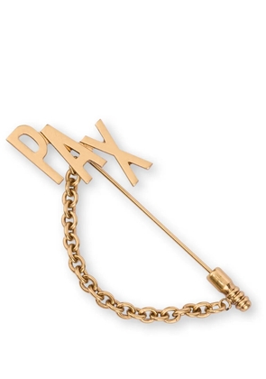 Moschino Pax-lettering chain-detail brooch - Gold