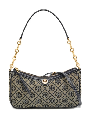 Tory Burch T Monogram jacquard leather shoulder bag - Blue