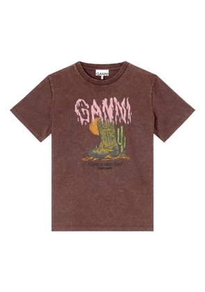 GANNI graphic-print T-shirt - Brown