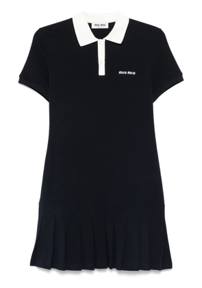Miu Miu pleat-detail mini dress - Blue