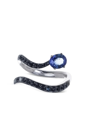 Stefere 18K white gold Snake sapphire and diamond ring