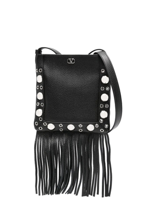Valentino Garavani fringed studded shoulder bag - Black