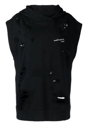Goen.J distressed sleeveless hoodie - Black