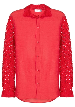 Amir Slama floral-lace detail shirt - Red
