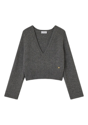GANNI deep V-neck sweater - Grey