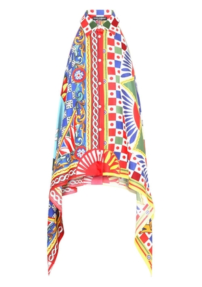 Dolce & Gabbana Carretto-print twill halterneck top - Red
