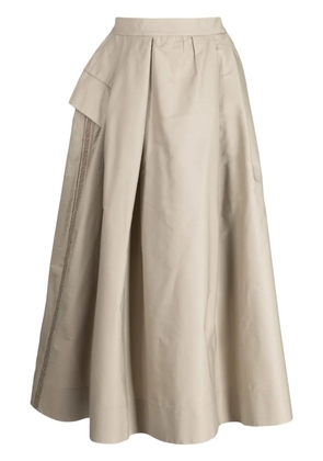 SHIATZY CHEN logo-embroidered asymmetric midi skirt - Neutrals