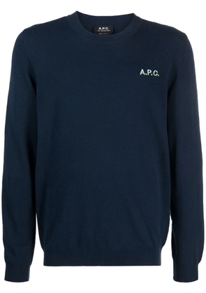 A.P.C. Alois logo-embroidered fine-knit jumper - Blue