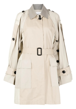 Goen.J colour-block oversized trench coat - Brown