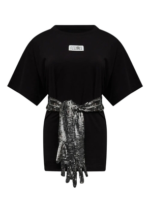 MM6 Maison Margiela roundneck sequin belt sweater - Black