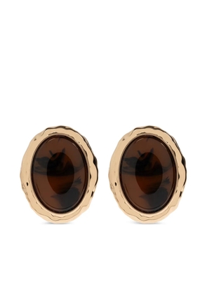 Self-Portrait tortoiseshell round-shape earrings - Gold