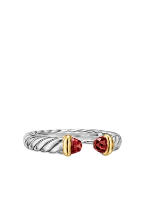 David Yurman sterling silver and 14K yellow gold Petite Cable rhodolite ring