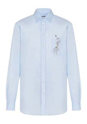 Moschino glasses-print cotton shirt - Blue