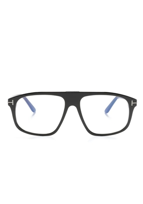 TOM FORD Eyewear logo-plaque square-frame glasses - Black