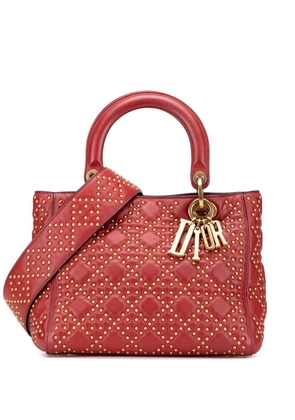 Christian Dior Pre-Owned 2017 Medium Lambskin Cannage Studded Supple Lady Dior satchel - Red