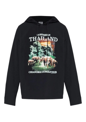 VETEMENTS printed hooded hoodie - Black
