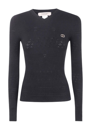 TWINSET ribbed v-neck sweater - Black