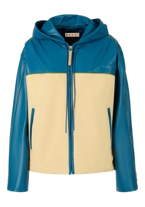 Marni hooded leather jacket - Blue