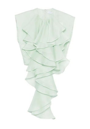 Viktor & Rolf layered-ruffle silk top - Green