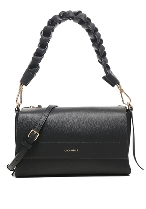 Coccinelle braided-handle leather shoulder bag - Black