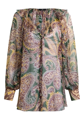 ETRO paisley ruffled shirt - Green